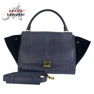 Celine Trapeze bag blue python leather handbag shoulder